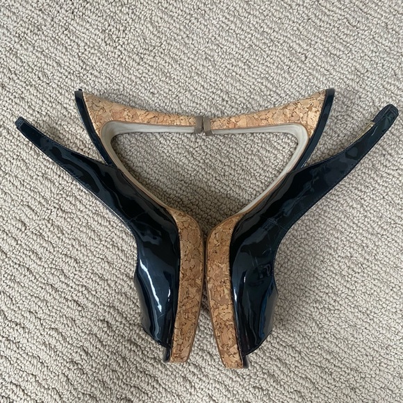 Jessica Simpson Black patent cork sling backs - Picture 5 of 7